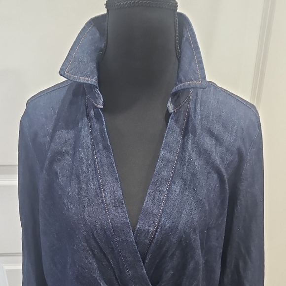 Ralph Lauren Deep Blue Denim V-neck Dress with pockets size 12 - Picture 4 of 10